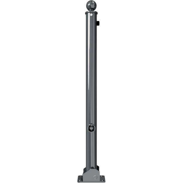 Ornamental bollard | Series 465B | � 60 mm | foldable, self-engaging lock,to be fixed by plugs, with base plate 100 x 150 mm | with triangular locking mechanism acc. with DIN 3223 | without eyelet